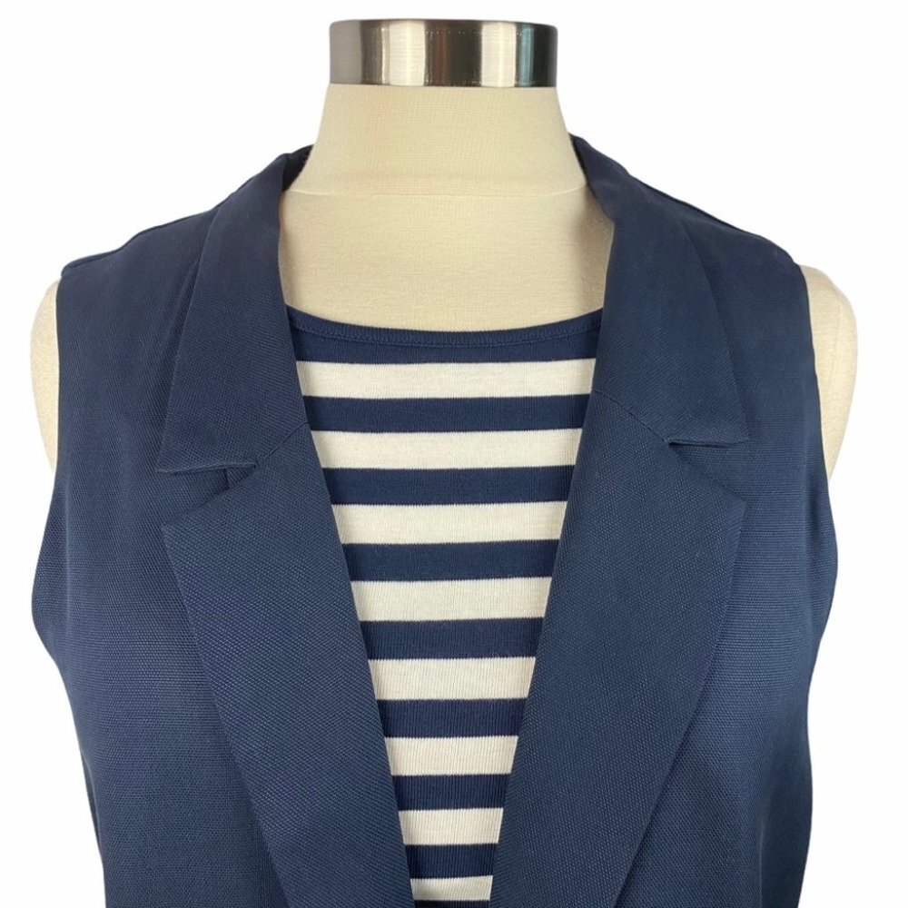 ASTR Navy Side-Slit Long Vest w/ Pockets S - Picture 2 of 8